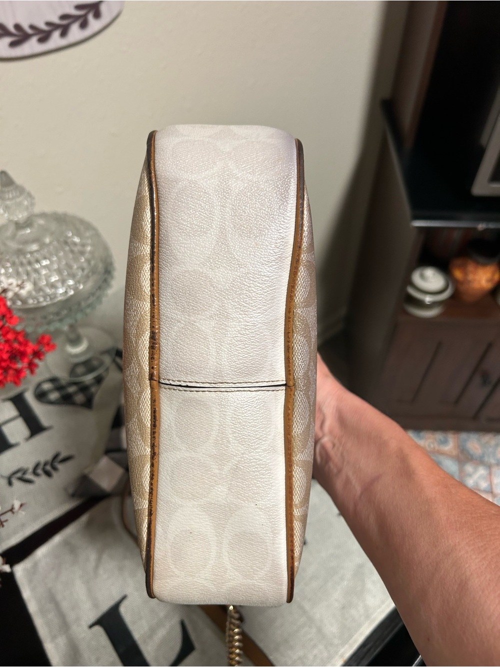 Coach Jamie Multi Signature Camera Crossbody with Tan Leather Trim CA172 - Picture 4 of 16